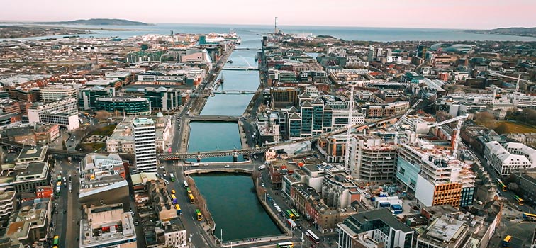 Ariel view of Dublin city