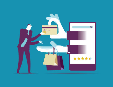 Illustration of a consumer paying for goods