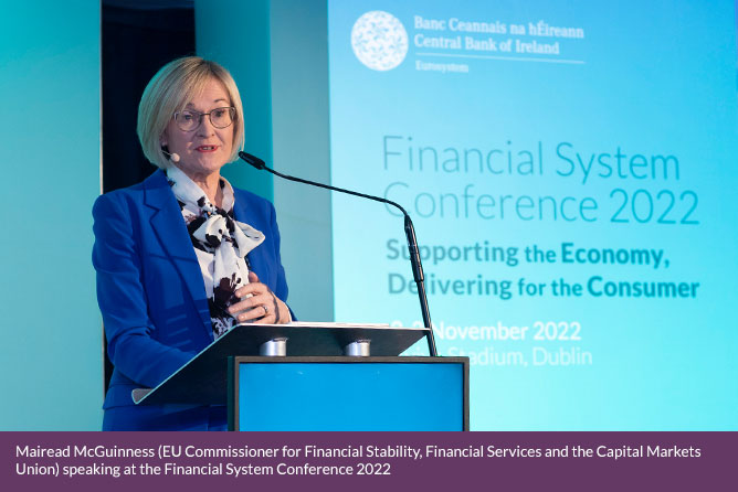 Mairead McGuinness EU Commissioner speaking at the FS conference 2022