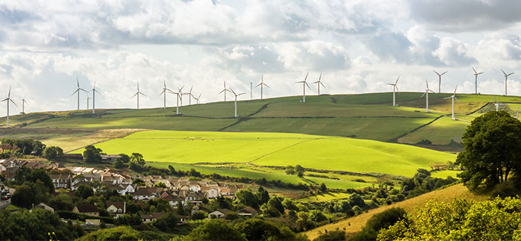 Green Hills with lots of wind turbines