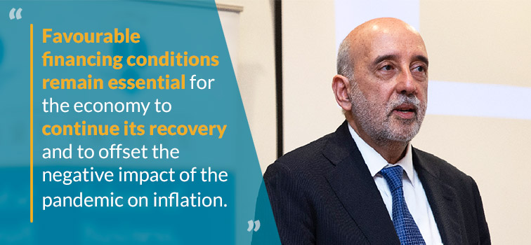 Favourable financing conditions remain essential for the economy to continue its recovery and to offset the negative impact of the pandemic on inflation