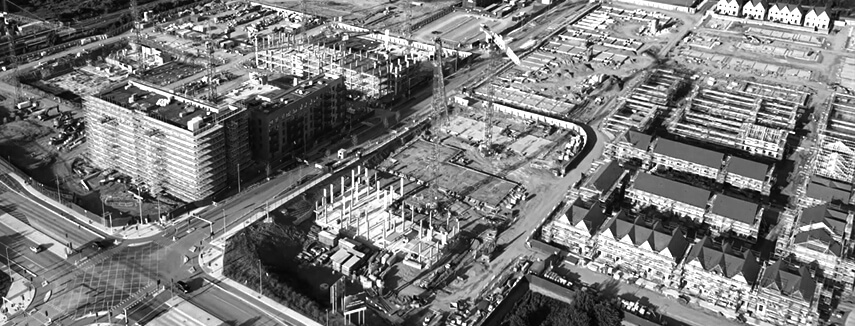 Construction site of housing being built
