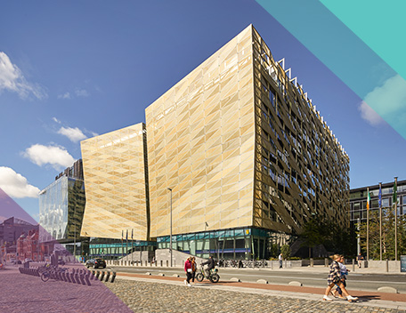 Central Bank Building with gold facade