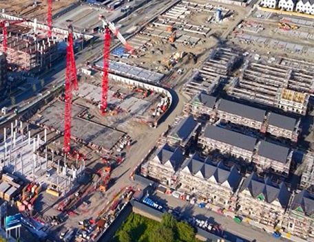 Construction site of housing being built
