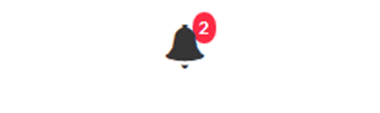 The page header with a circular badge showing “2” next to a bell icon.