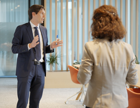 Business presentation with two people