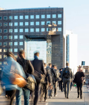 People walking on a busy street