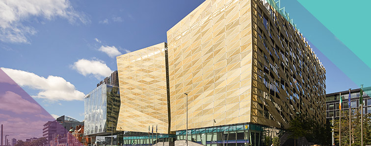 Central Bank Building with gold facade